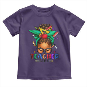 Black Teacher Life Toddler T Shirt Messy Bun African American Educated TS09 Purple Print Your Wear