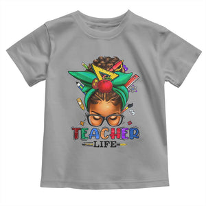 Black Teacher Life Toddler T Shirt Messy Bun African American Educated TS09 Sport Gray Print Your Wear