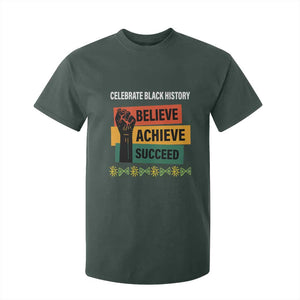 Black History Month T Shirt For Kid Believe Achieve Succeed African Americans TS09 Dark Forest Green Print Your Wear