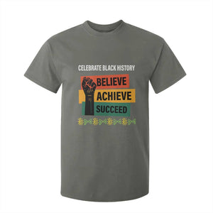 Black History Month T Shirt For Kid Believe Achieve Succeed African Americans TS09 Military Green Print Your Wear