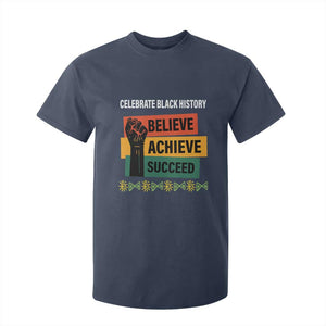 Black History Month T Shirt For Kid Believe Achieve Succeed African Americans TS09 Navy Print Your Wear