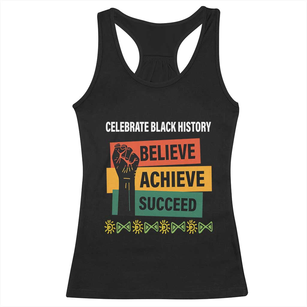 Black History Month Racerback Tank Top Believe Achieve Succeed African Americans TS09 Black Print Your Wear