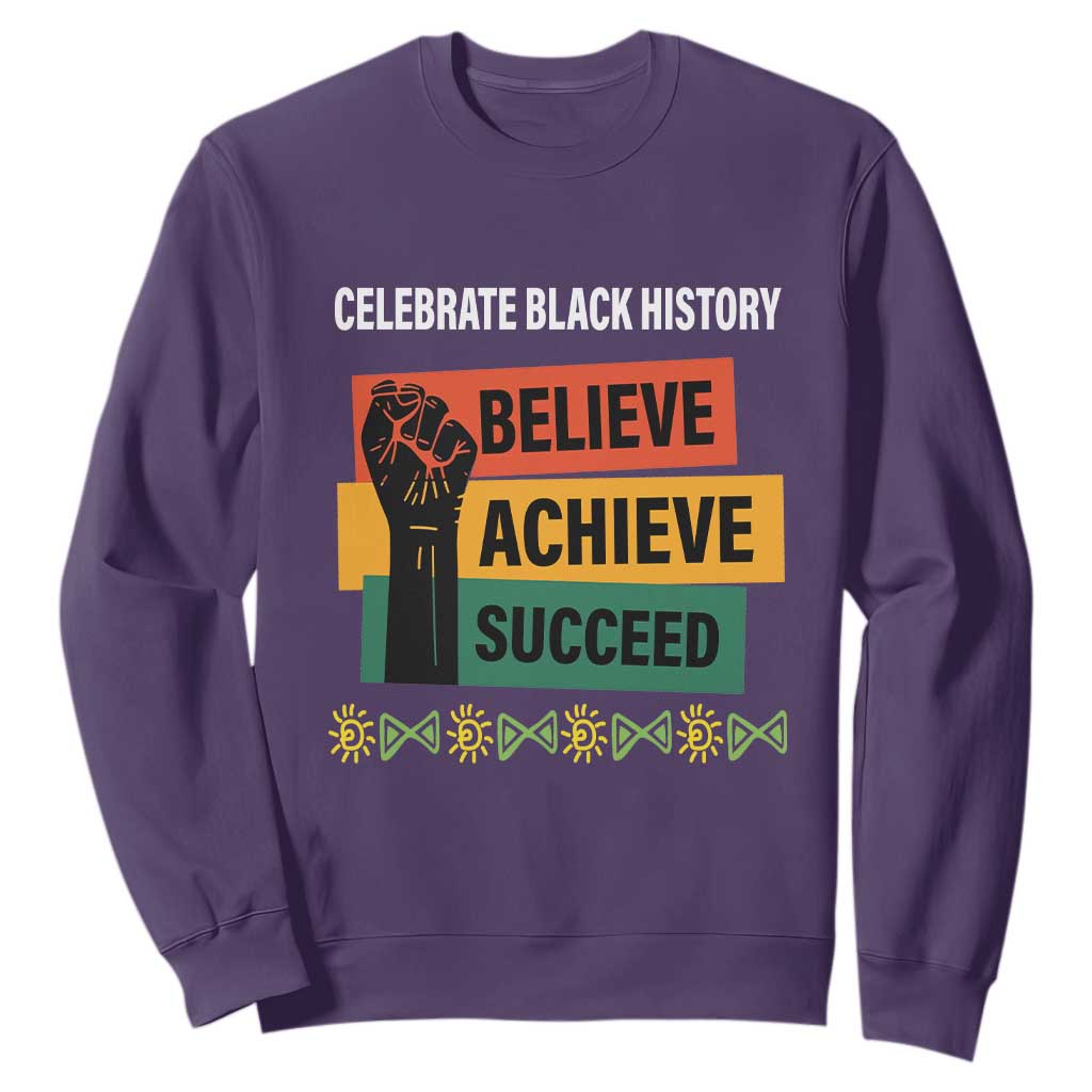 Black History Month Sweatshirt Believe Achieve Succeed African Americans TS09 Purple Printyourwear