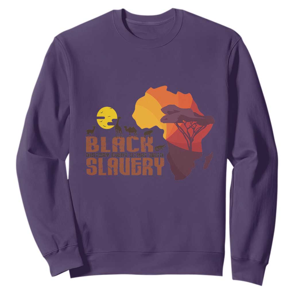 Black History Didn't Start With Slavery Sweatshirt TS09 Purple Printyourwear