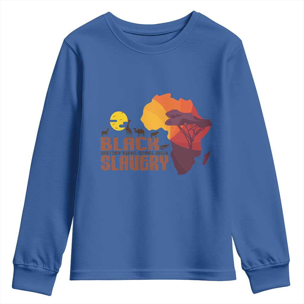 Black Pride Youth Sweatshirt Black History Didn't Start With Slavery African TS09 Royal Blue Print Your Wear