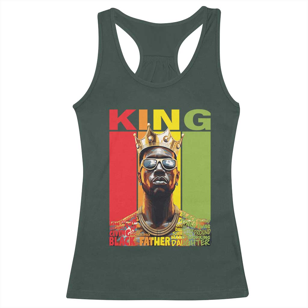 African American Dad Racerback Tank Top Black History King Father Melanin TS09 Dark Forest Green Print Your Wear