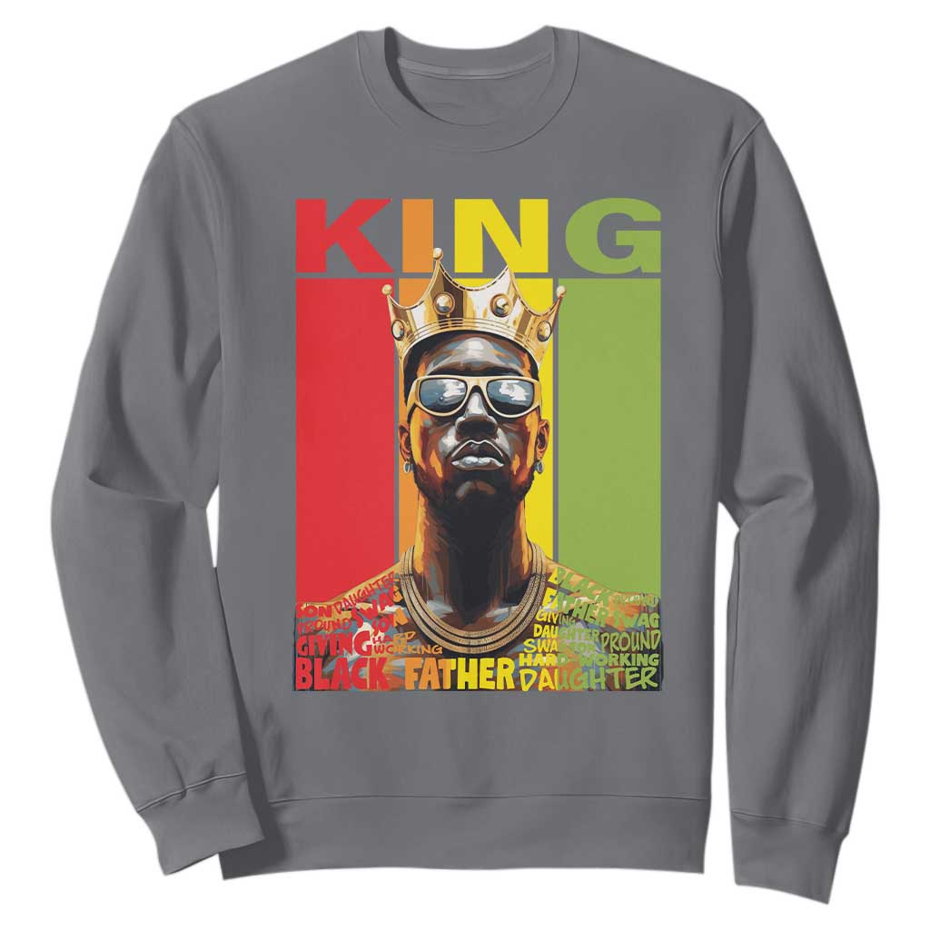 Black History King Father Melanin African American Dad Sweatshirt TS09 Charcoal Printyourwear