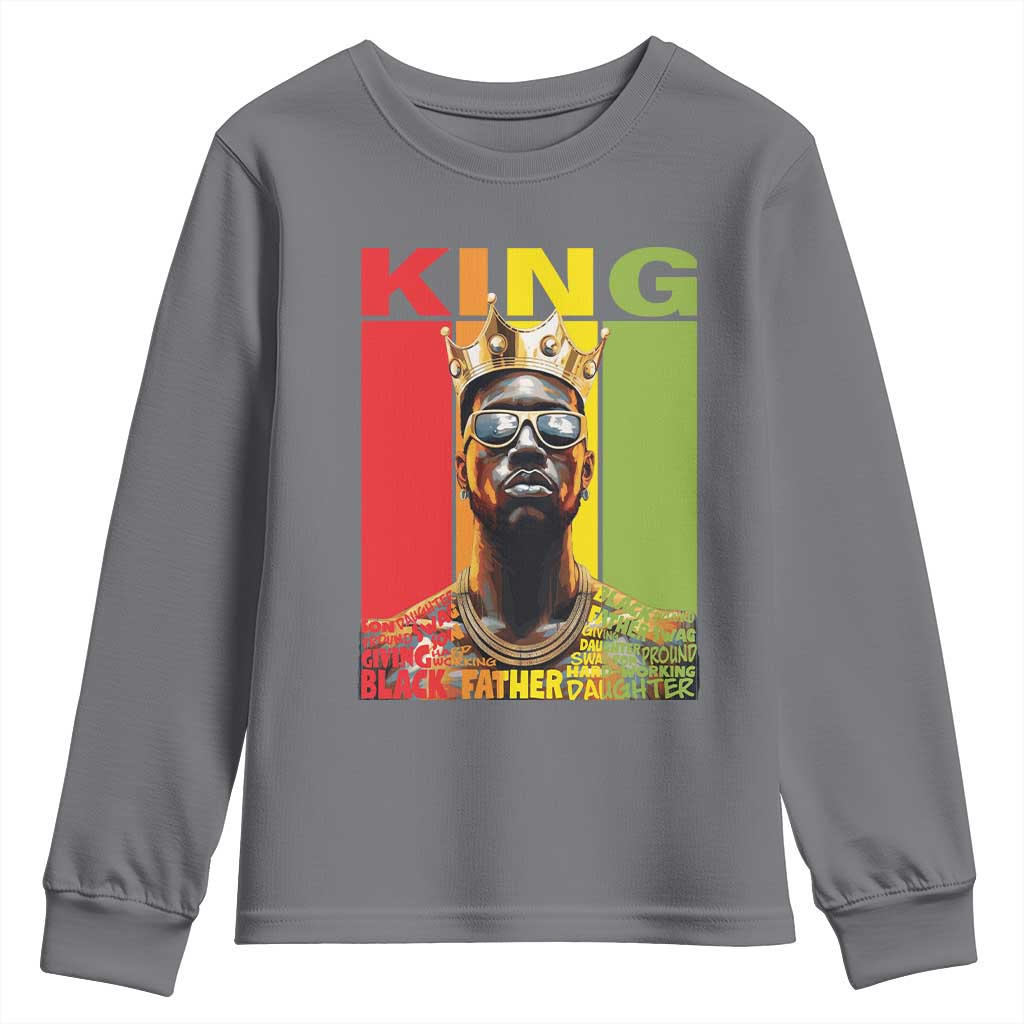 African American Dad Youth Sweatshirt Black History King Father Melanin TS09 Charcoal Print Your Wear