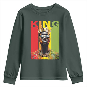 African American Dad Youth Sweatshirt Black History King Father Melanin TS09 Dark Forest Green Print Your Wear