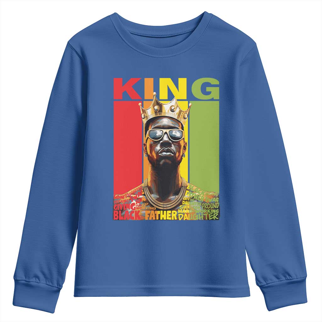 African American Dad Youth Sweatshirt Black History King Father Melanin TS09 Royal Blue Print Your Wear