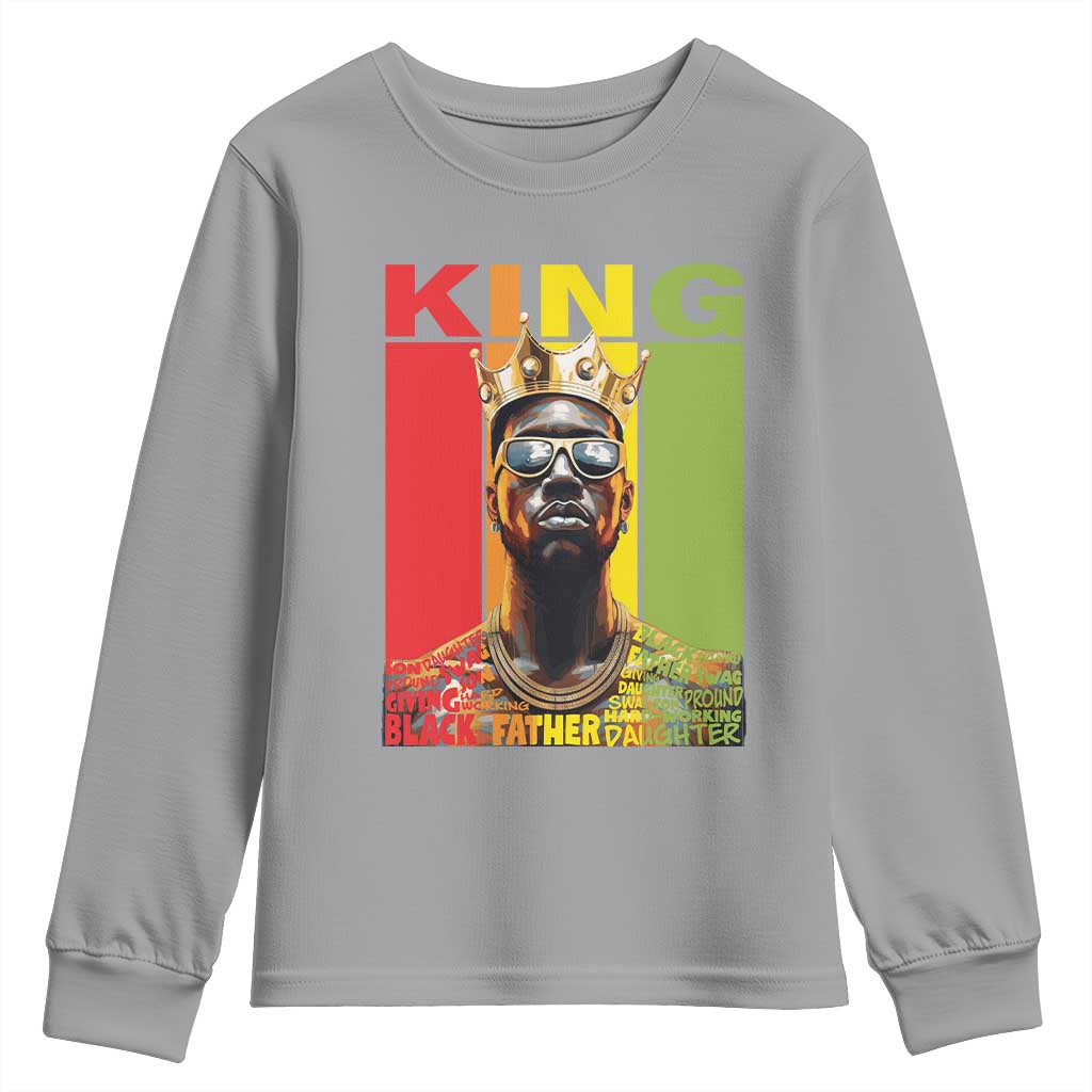 African American Dad Youth Sweatshirt Black History King Father Melanin TS09 Sport Gray Print Your Wear