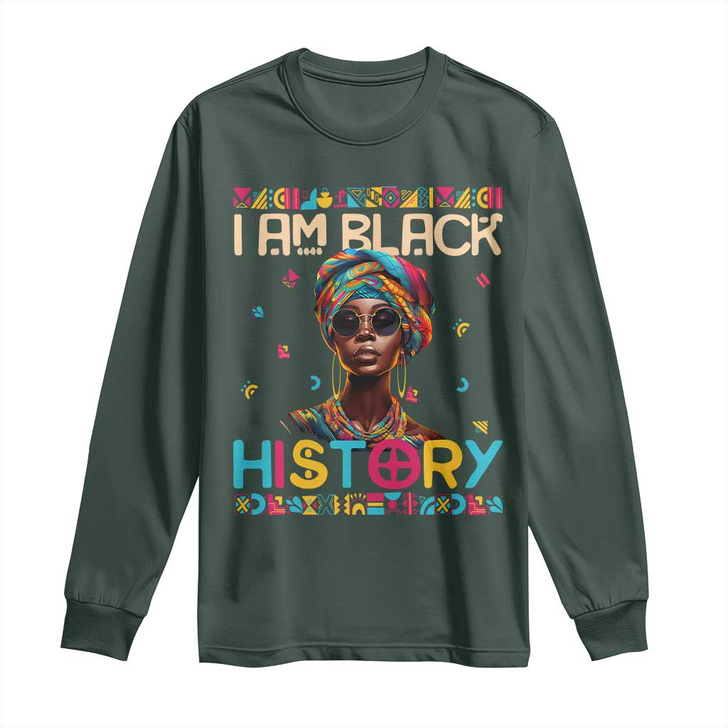 I Am Black History Long Sleeve Shirt Pretty African American Women TS09 Dark Forest Green Print Your Wear