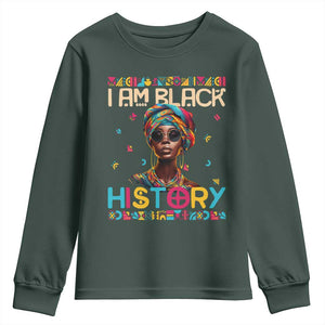I Am Black History Youth Sweatshirt Pretty African American Women TS09 Dark Forest Green Print Your Wear