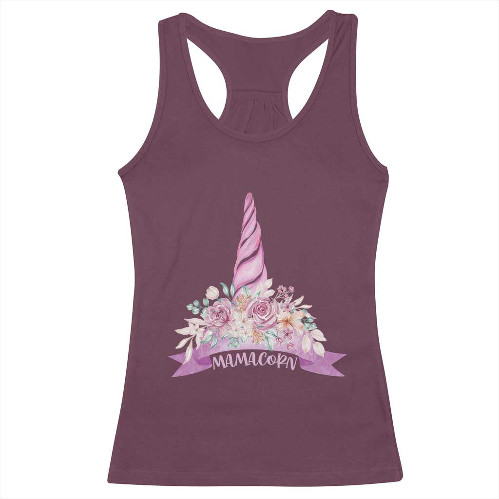 Cute Mamacorn Mother's Day Racerback Tank Top TS09 Maroon Print Your Wear