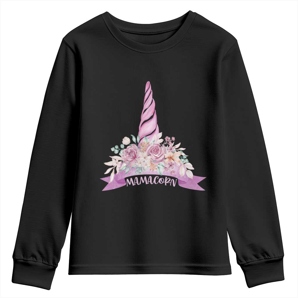 Cute Mamacorn Mother's Day Youth Sweatshirt TS09 Black Print Your Wear