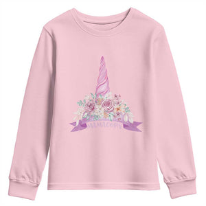 Cute Mamacorn Mother's Day Youth Sweatshirt TS09 Light Pink Print Your Wear