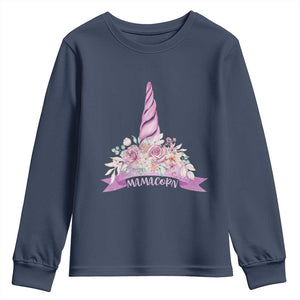 Cute Mamacorn Mother's Day Youth Sweatshirt TS09 Navy Print Your Wear