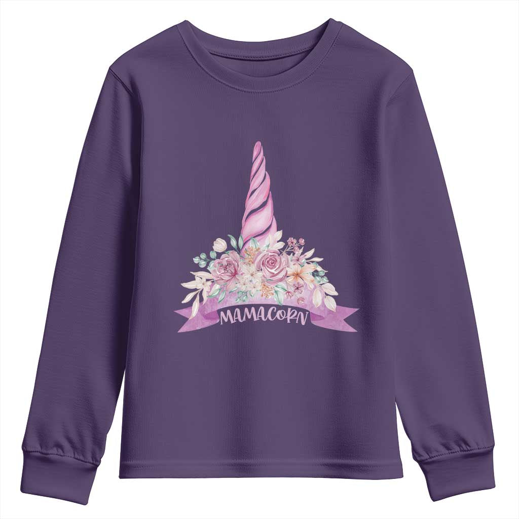 Cute Mamacorn Mother's Day Youth Sweatshirt TS09 Purple Print Your Wear