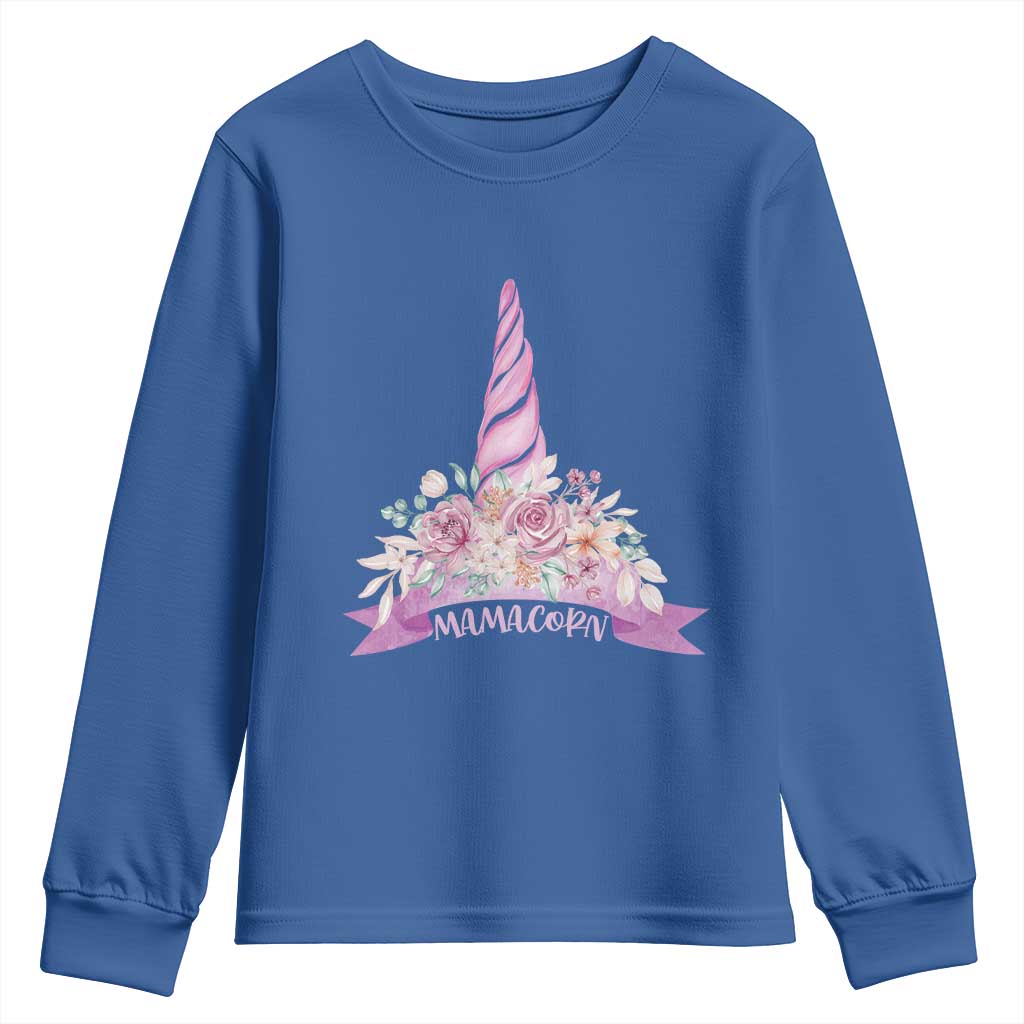 Cute Mamacorn Mother's Day Youth Sweatshirt TS09 Royal Blue Print Your Wear