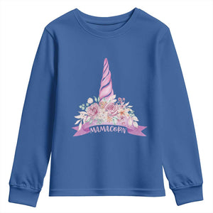 Cute Mamacorn Mother's Day Youth Sweatshirt TS09 Royal Blue Print Your Wear
