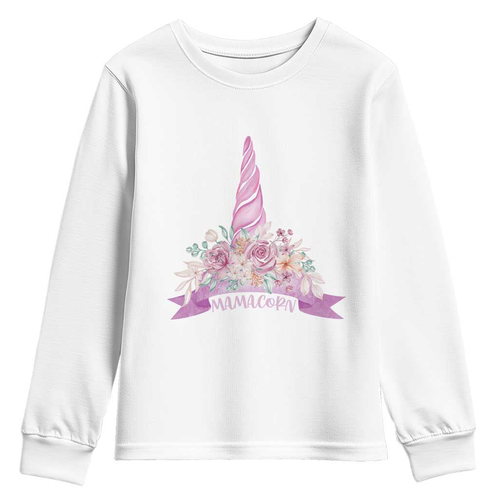 Cute Mamacorn Mother's Day Youth Sweatshirt TS09 White Print Your Wear