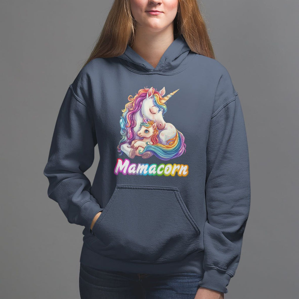 Mother's Day Hoodie Mamacorn Cute Rainbow Unicorn TS09 Navy Printyourwear
