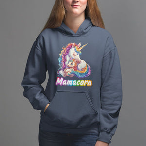 Mother's Day Hoodie Mamacorn Cute Rainbow Unicorn TS09 Navy Printyourwear