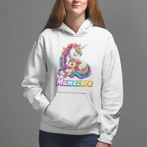 Mother's Day Hoodie Mamacorn Cute Rainbow Unicorn TS09 White Printyourwear