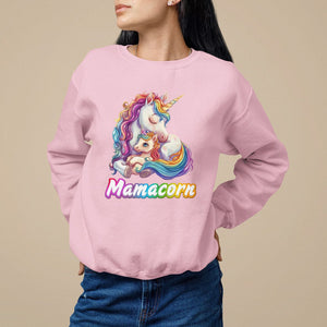 Mother's Day Sweatshirt Mamacorn Cute Rainbow Unicorn TS09 Light Pink Printyourwear