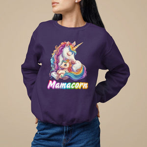 Mother's Day Sweatshirt Mamacorn Cute Rainbow Unicorn TS09 Purple Printyourwear