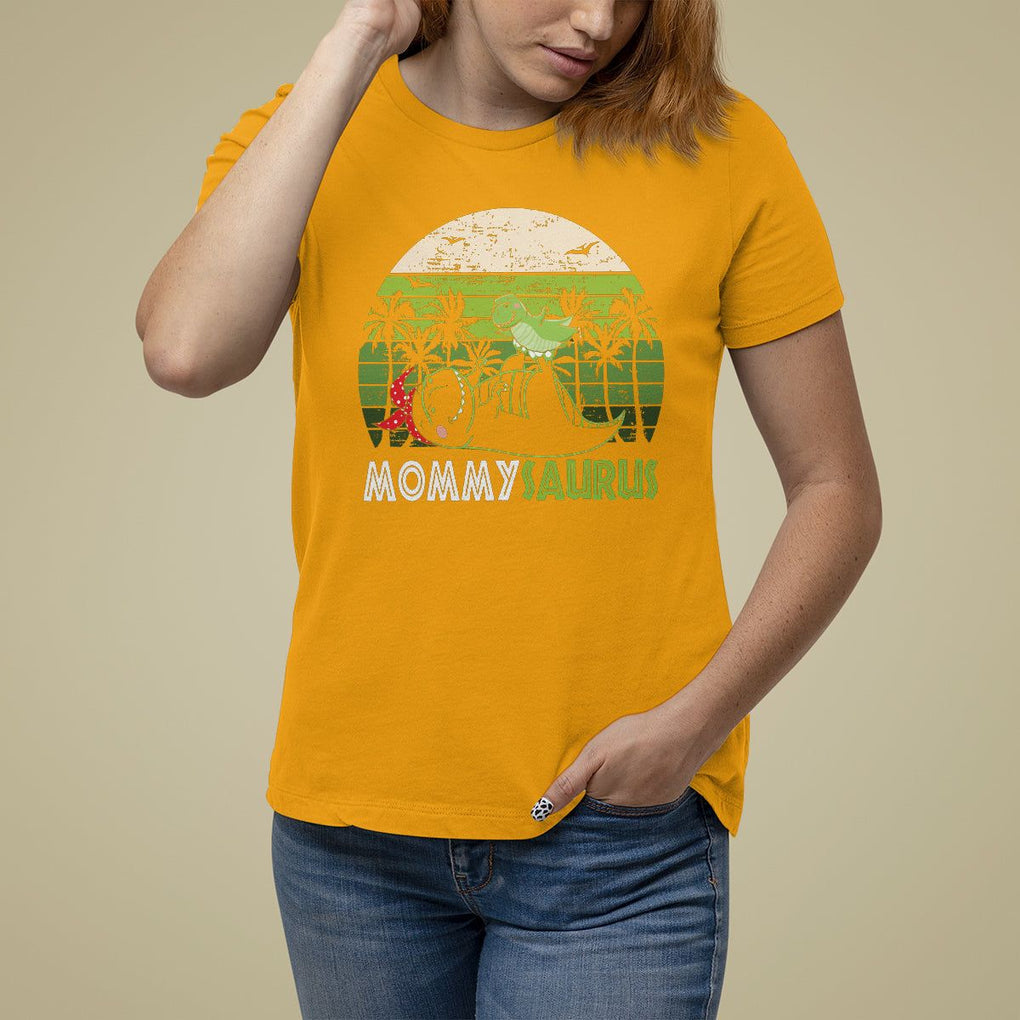 Mother's Day T Shirt For Women Mommysaurus Mommy Dinosaur TS09 Gold Printyourwear