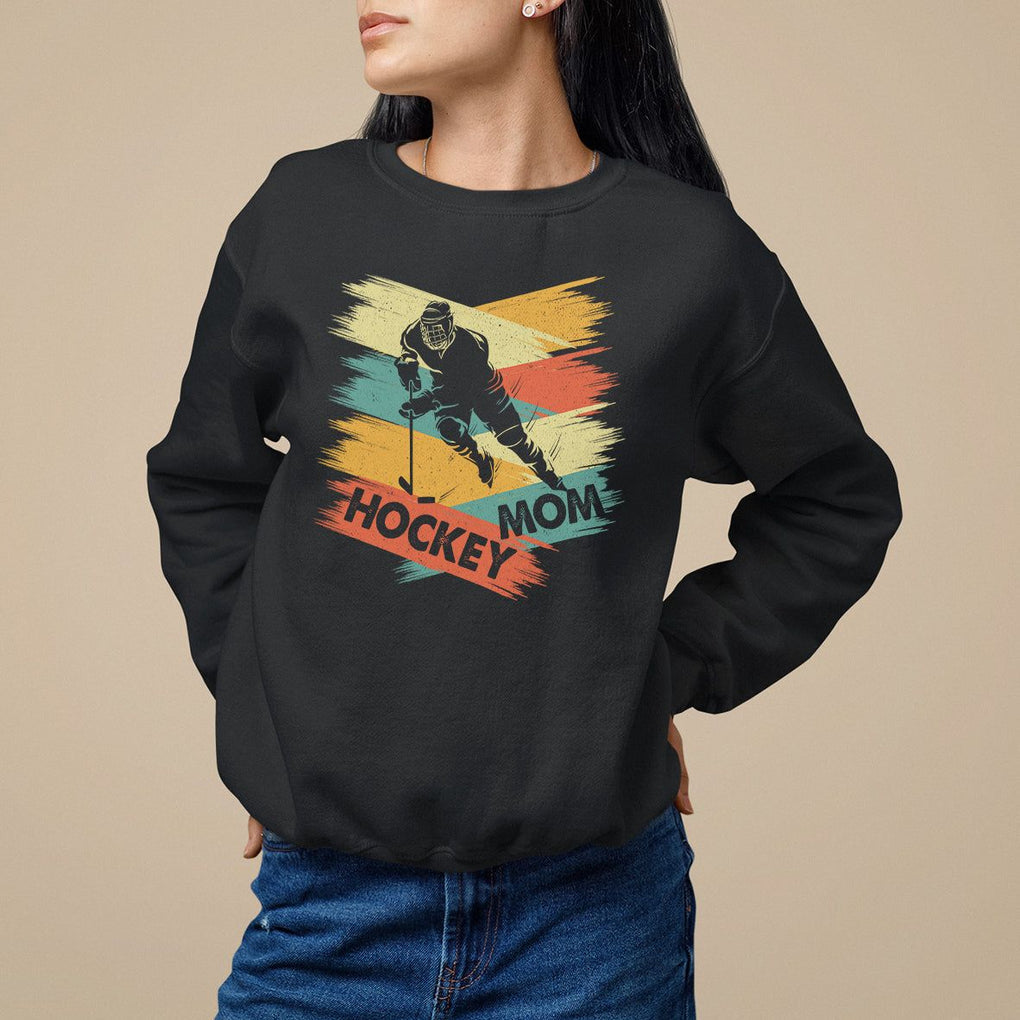 Hockey Mom Sweatshirt Mother's Day Mama Of Hockey Player TS09 Black Printyourwear