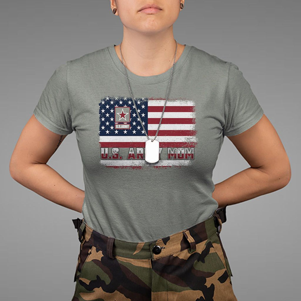 Mother's Day T Shirt U.S Army Mom American Flag Veteran TS09 Military Green Printyourwear