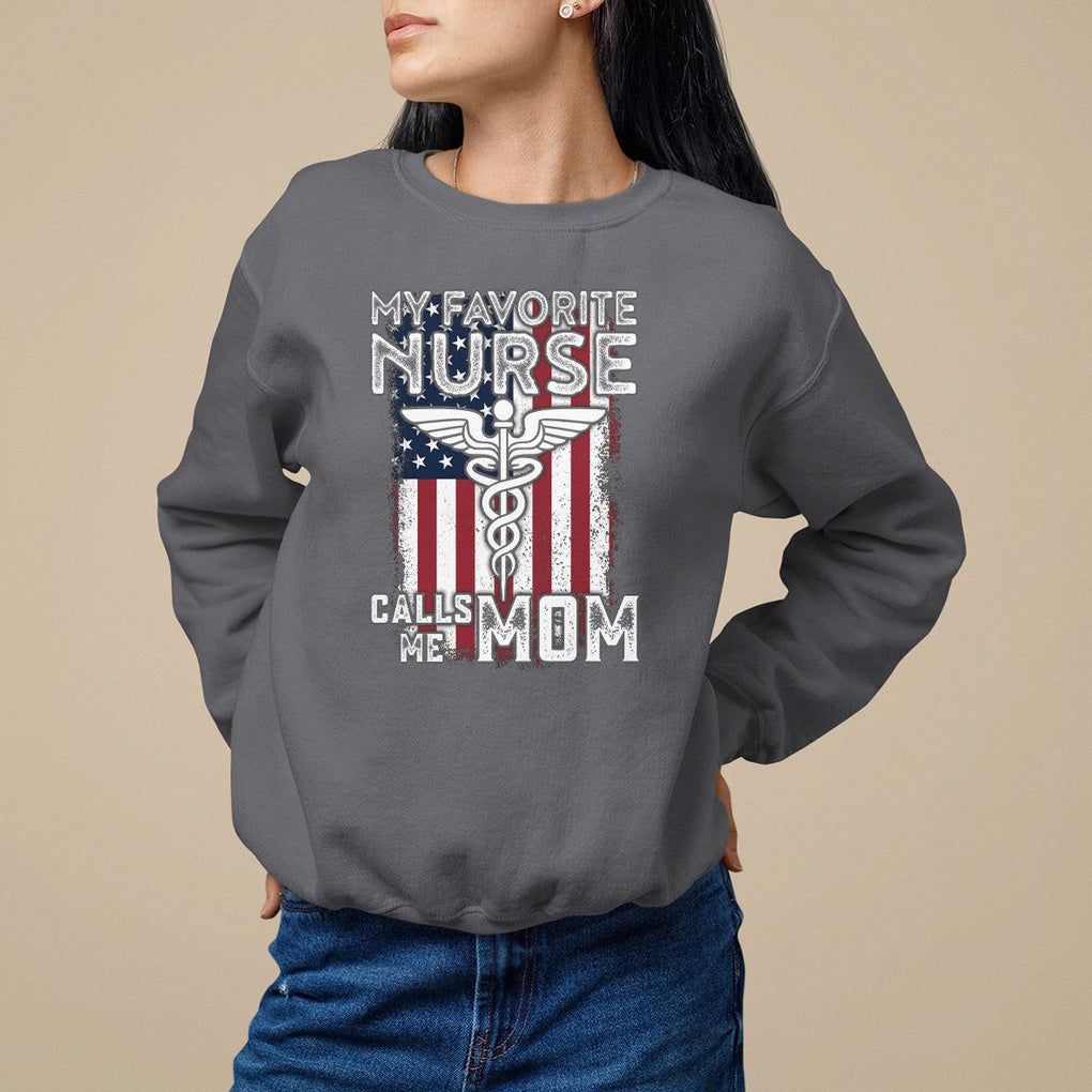 My Favorite Nurse Calls Me Mom Mother's Day Sweatshirt TS09 Charcoal Printyourwear