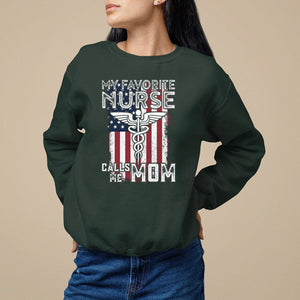 My Favorite Nurse Calls Me Mom Mother's Day Sweatshirt TS09 Dark Forest Green Printyourwear