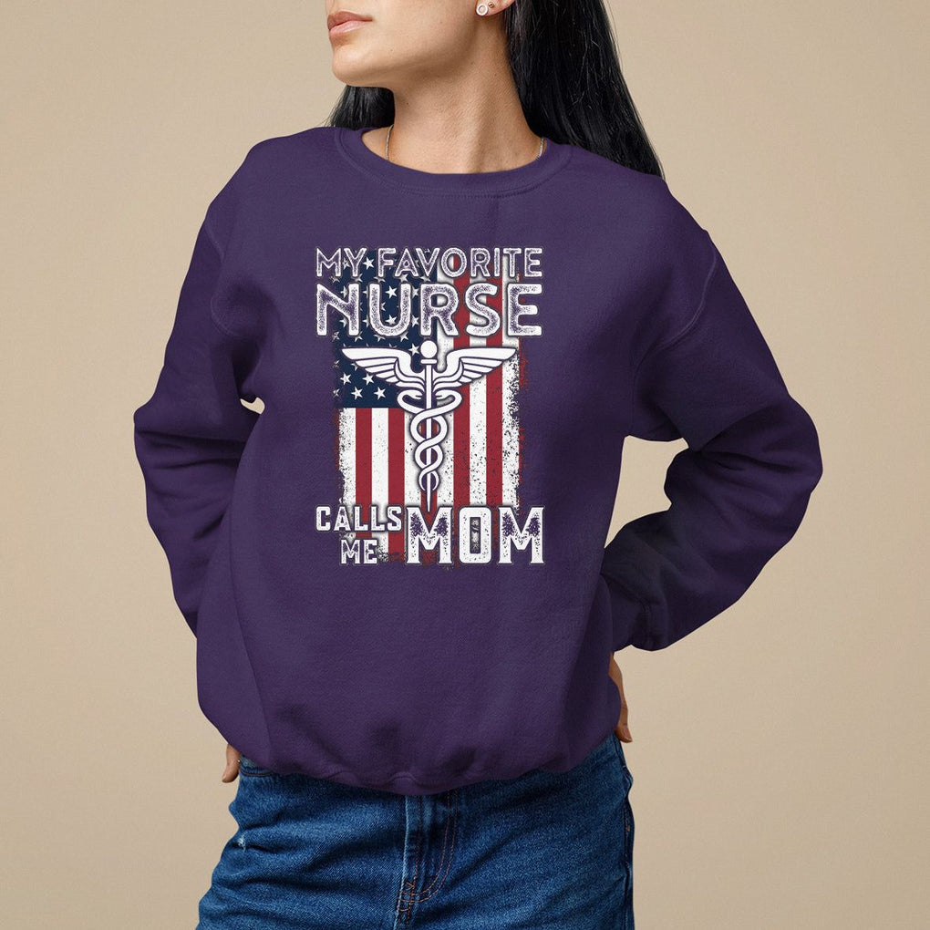 My Favorite Nurse Calls Me Mom Mother's Day Sweatshirt TS09 Purple Printyourwear