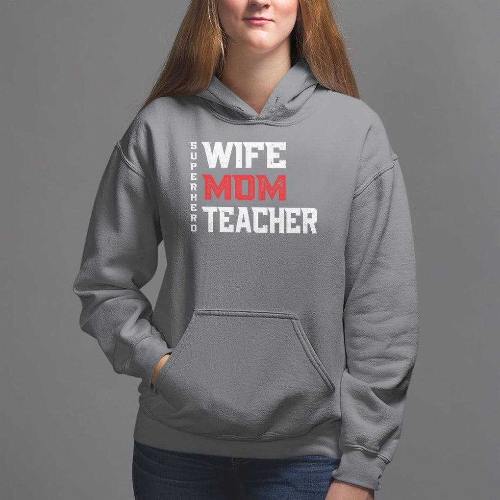 Mother's Day Hoodie Wife Mom Teacher Superhero TS09 Charcoal Printyourwear