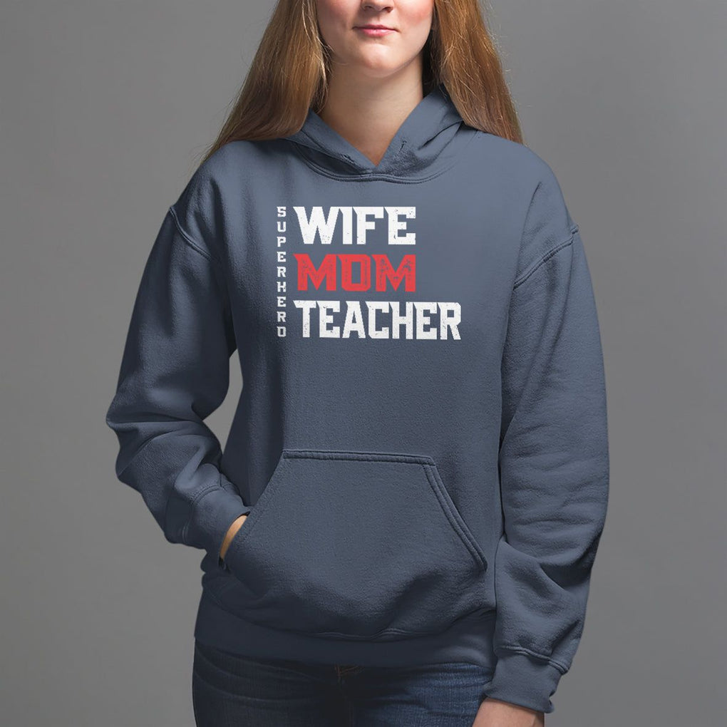Mother's Day Hoodie Wife Mom Teacher Superhero TS09 Navy Printyourwear