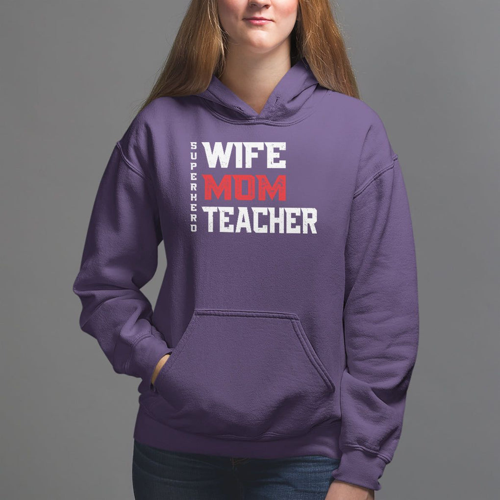 Mother's Day Hoodie Wife Mom Teacher Superhero TS09 Purple Printyourwear
