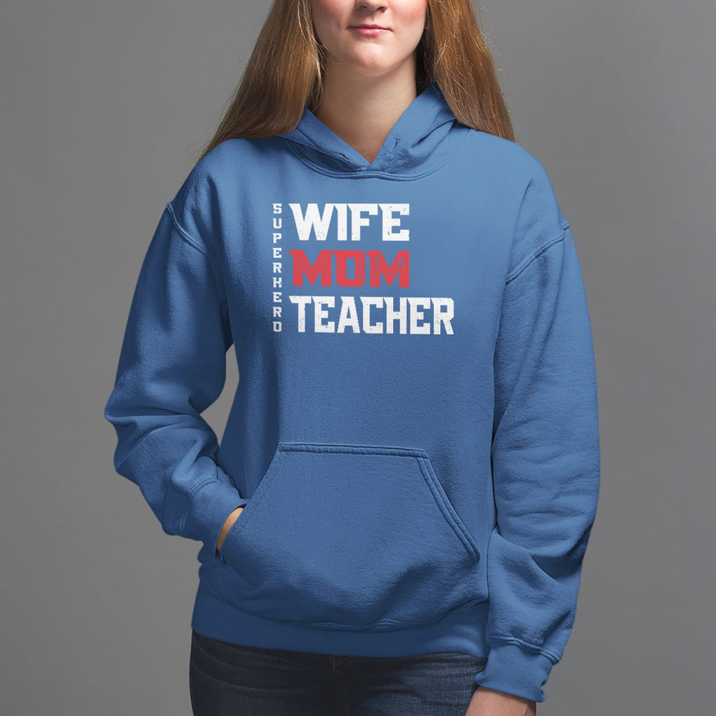 Mother's Day Hoodie Wife Mom Teacher Superhero TS09 Royal Blue Printyourwear