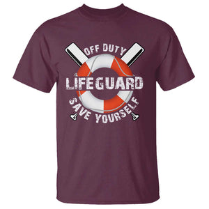 Funny Off Duty Lifeguard T Shirt Save Yourself Swimming Pool TS09 Maroon Print Your Wear