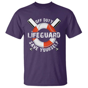 Funny Off Duty Lifeguard T Shirt Save Yourself Swimming Pool TS09 Purple Print Your Wear