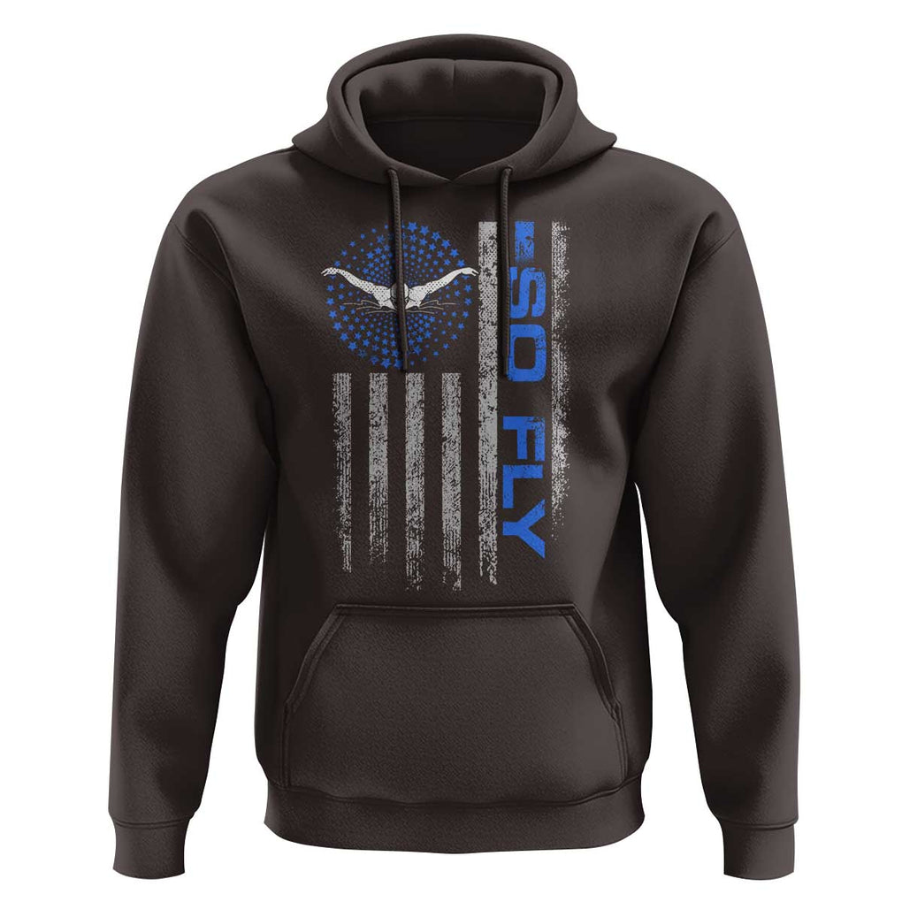 So Fly USA Swimming Team Sports Athlete Aquatic Hoodie TS09 Dark Chocolate Print Your Wear
