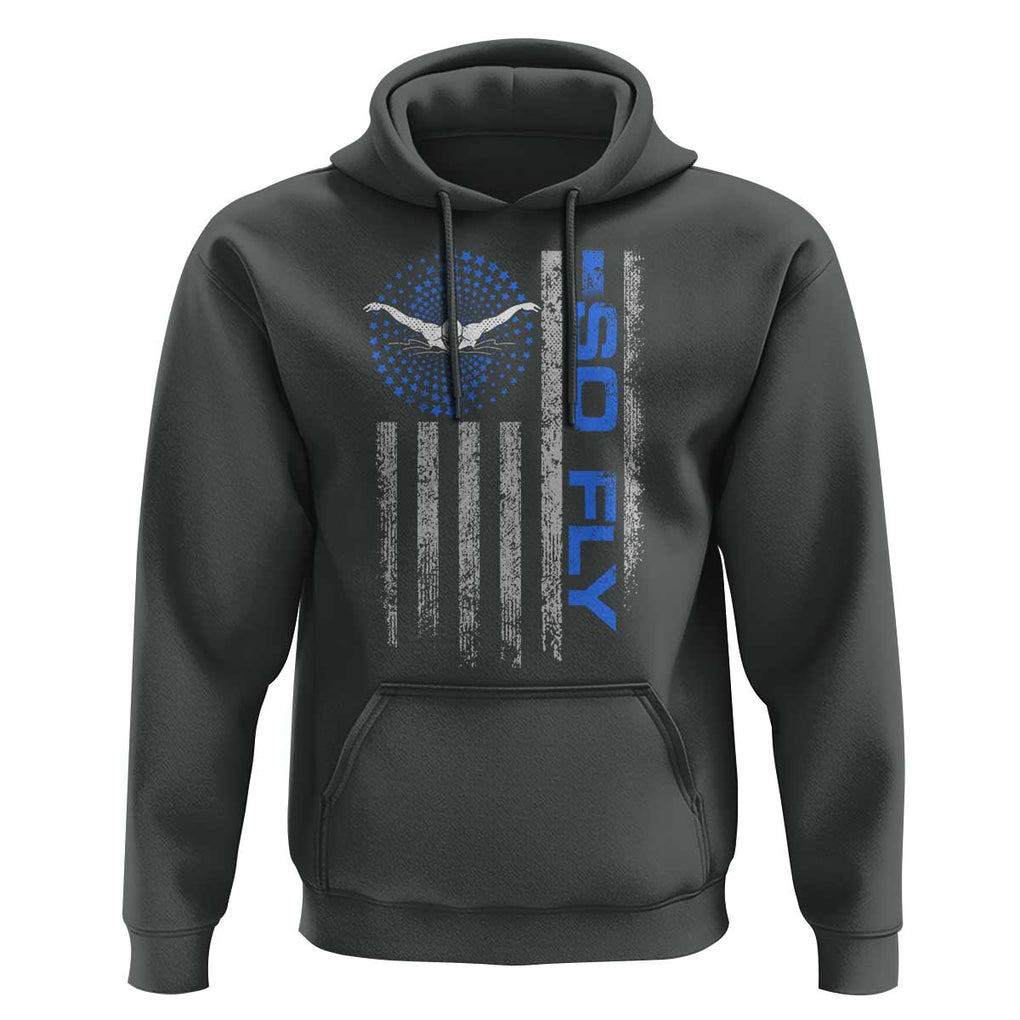 So Fly USA Swimming Team Sports Athlete Aquatic Hoodie TS09 Dark Heather Print Your Wear