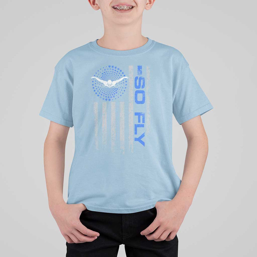 So Fly USA Swimming Team Sports Athlete Aquatic T Shirt For Kid TS09 Light Blue Print Your Wear
