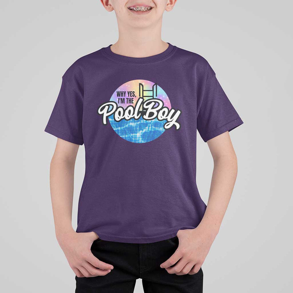 Funny Why Yes I Am The Pool Boy T Shirt For Kid TS09 Purple Print Your Wear