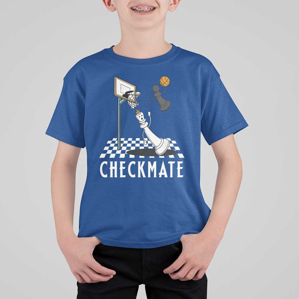 Funny Checkmate Chess Basketball Player T Shirt For Kid TS09 Royal Blue Print Your Wear