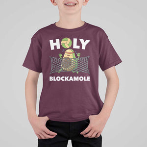 Funny Volleyball T Shirt For Kid Holy Blockamole Cute Avocado TS09 Maroon Print Your Wear