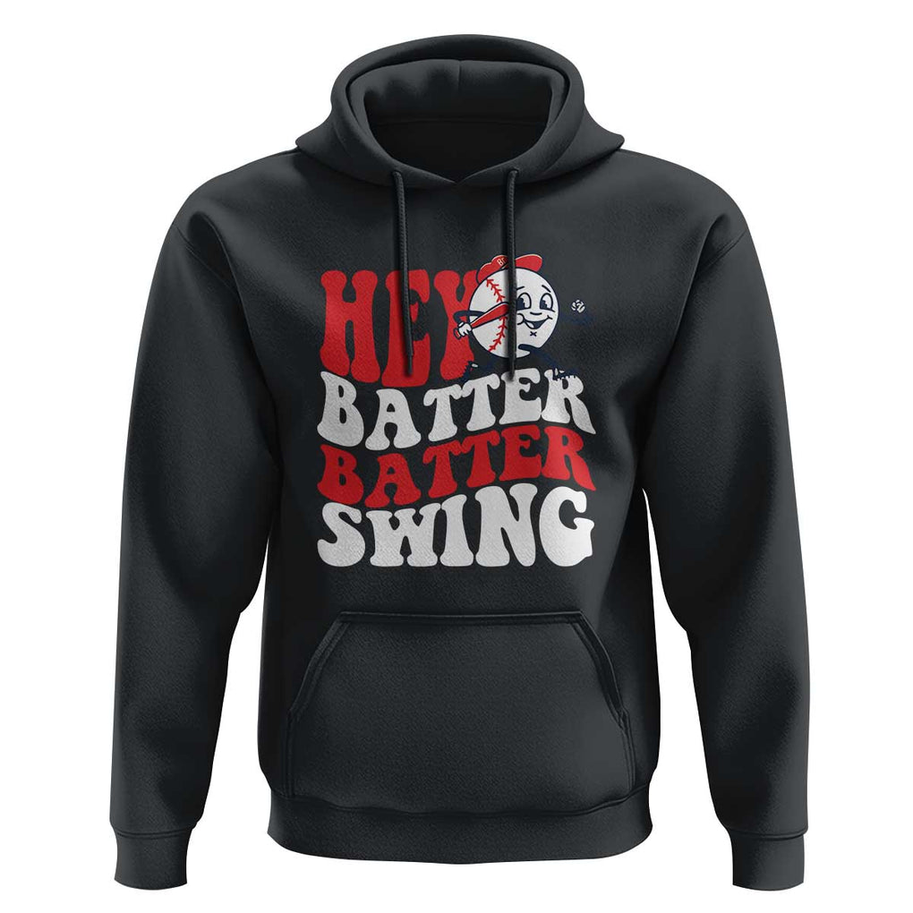 Funny Baseball Hoodie Hey Batter Swing Groovy TS09 Black Print Your Wear