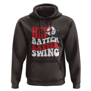 Funny Baseball Hoodie Hey Batter Swing Groovy TS09 Dark Chocolate Print Your Wear